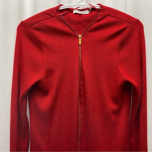 Calvin Klein women's sweater cardigan size small red gold preppy y2k - Picture 3 of 10
